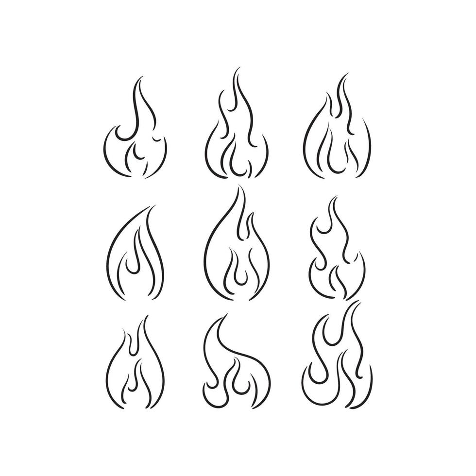 vector fire silhouette icon set