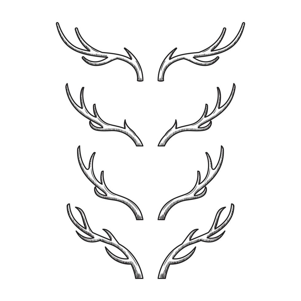 deer horn vector silhouette illustration set