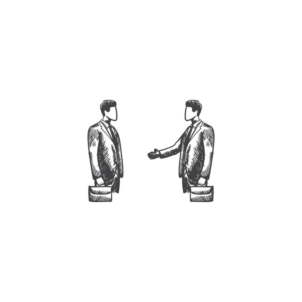 two business man concept deal negotiation job hand drawn vector