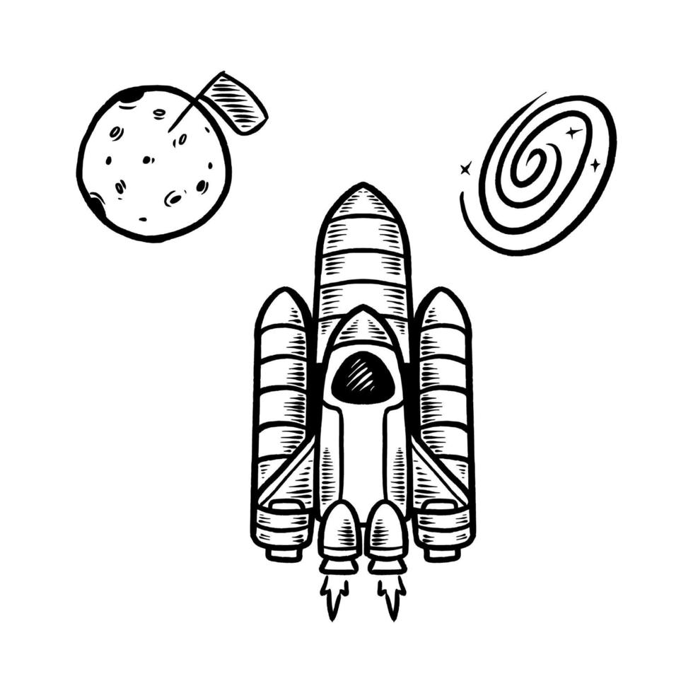 space doodle hand drawn illustration line vector