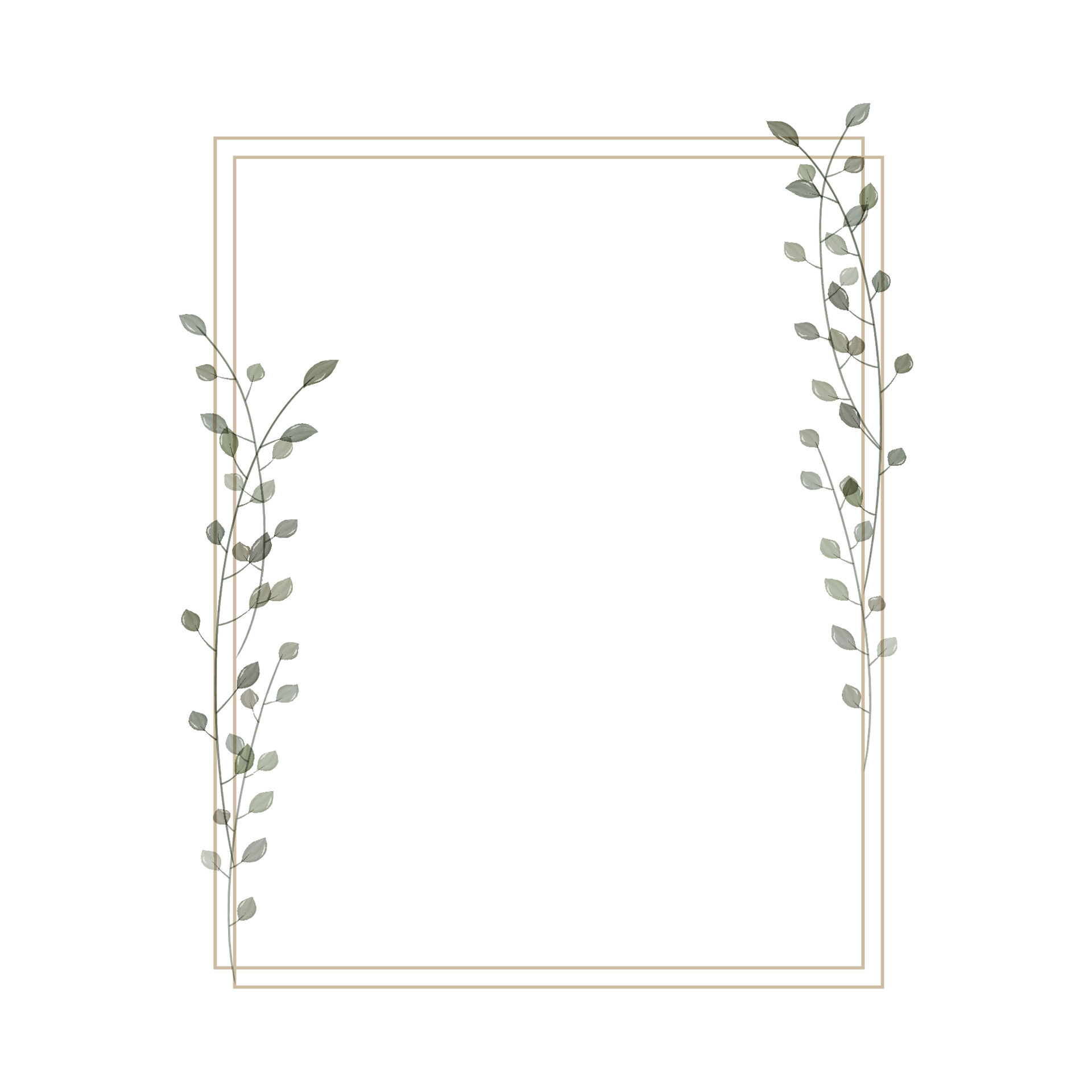 Rectangular frame in rustic minimalistic and watercolor style