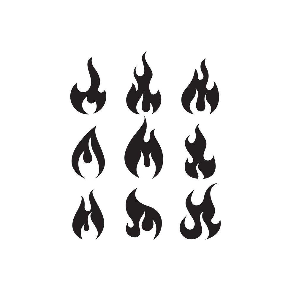 conjunto de iconos de silueta de fuego vectorial vector