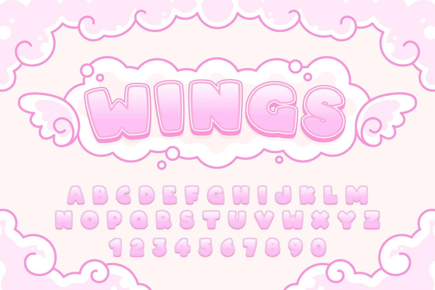 decorative wings Font and Alphabet vector