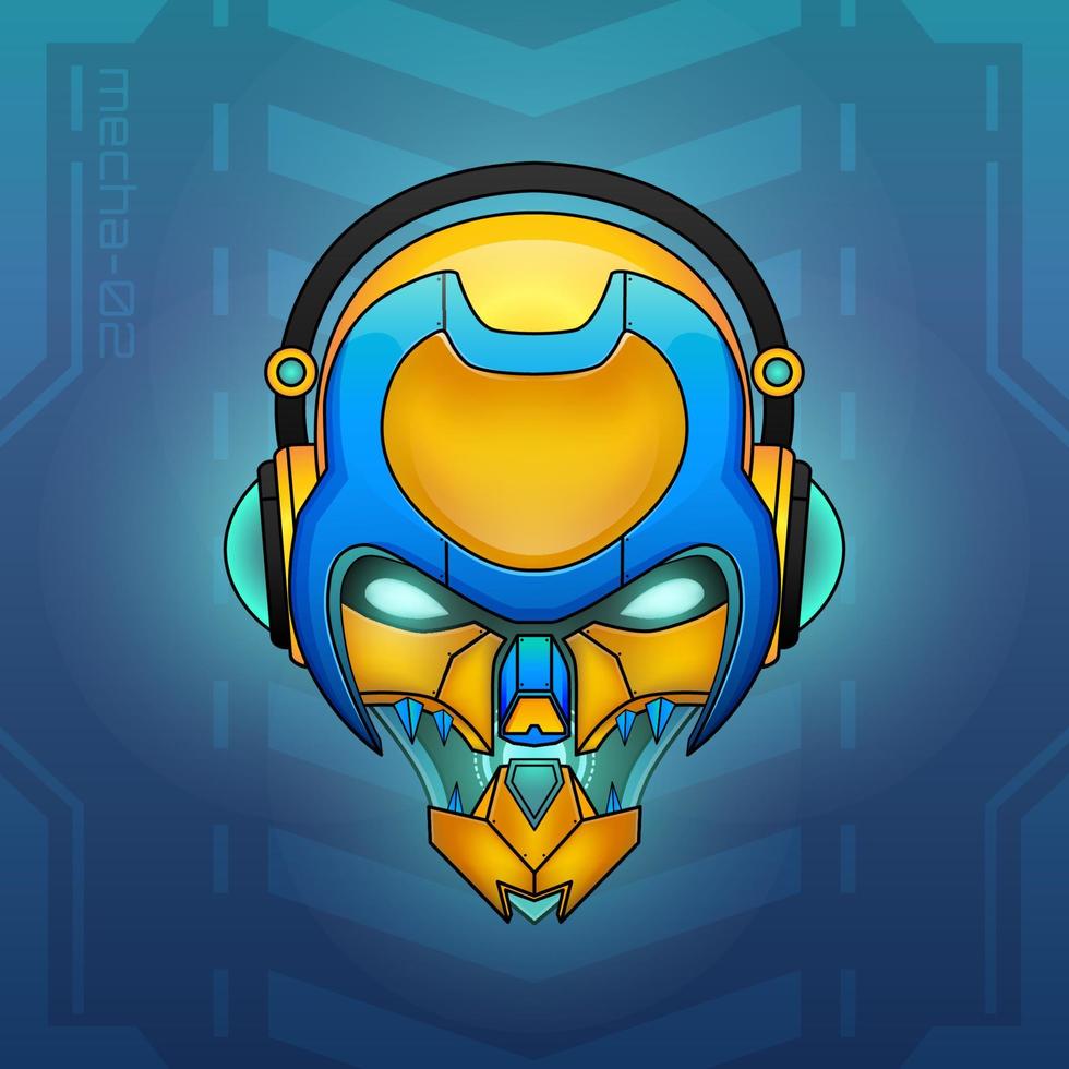 skull gamer mascot with headphone esport logo design vector