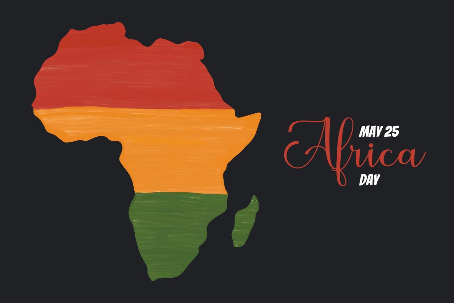 día de áfrica el 25 de mayo. continente de áfrica ilustración de vector de mapa texturizado grunge dibujado a mano artística sobre fondo negro. diseño de plantilla de banner aftístico.