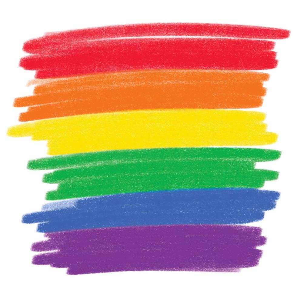 Vector textured rainbow pastel, color pencil, crayon stroke, colorful stripes in color of LGBT community. Artistic hand drawn background template, design element for Pride Month, LGBTQ celebration