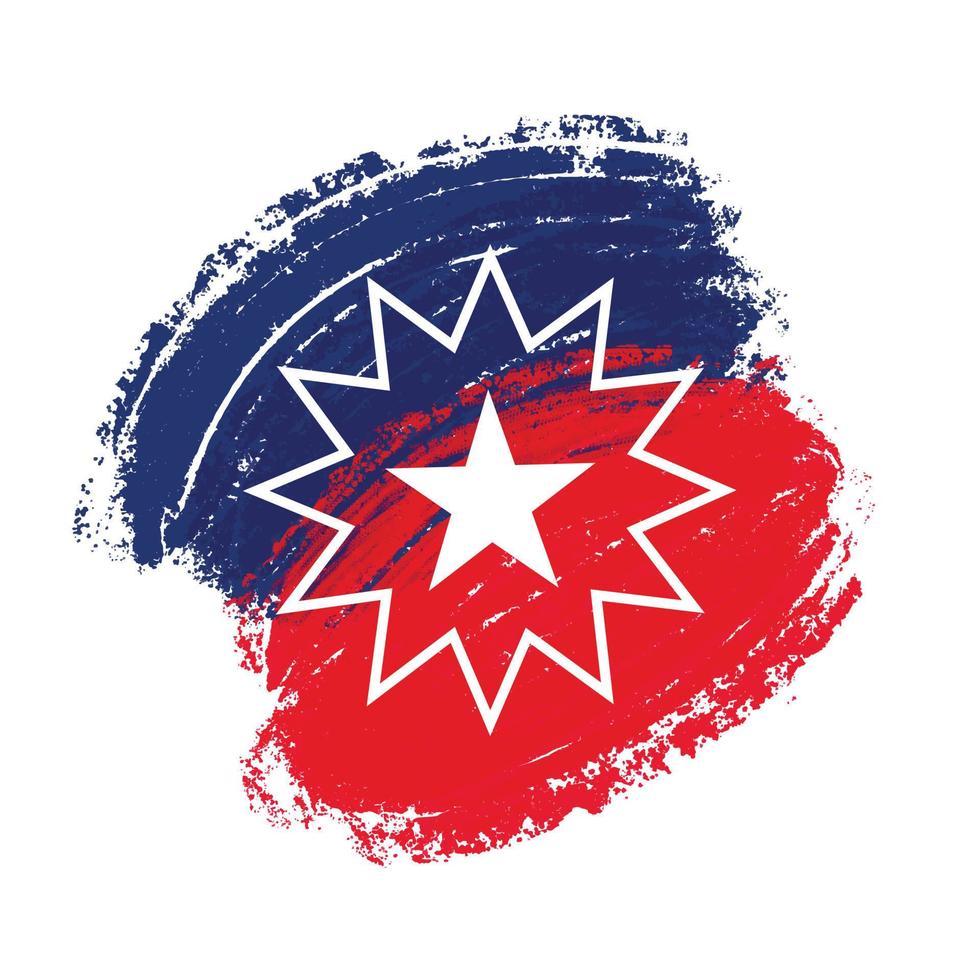 Paint textured artistic vector illustration of Juneteenth flag - red blue brush strokes, white star. Vector flag banner for Juneteenth day - African American freedom emancipation celebration in USA.