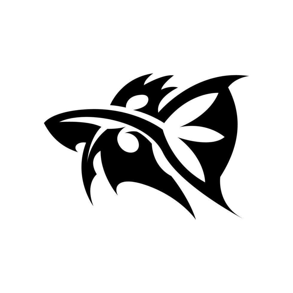 Black and white line art of the front of the betta fish Good use for symbol mascot icon avatar tattoo T Shirt design logo or any design vector