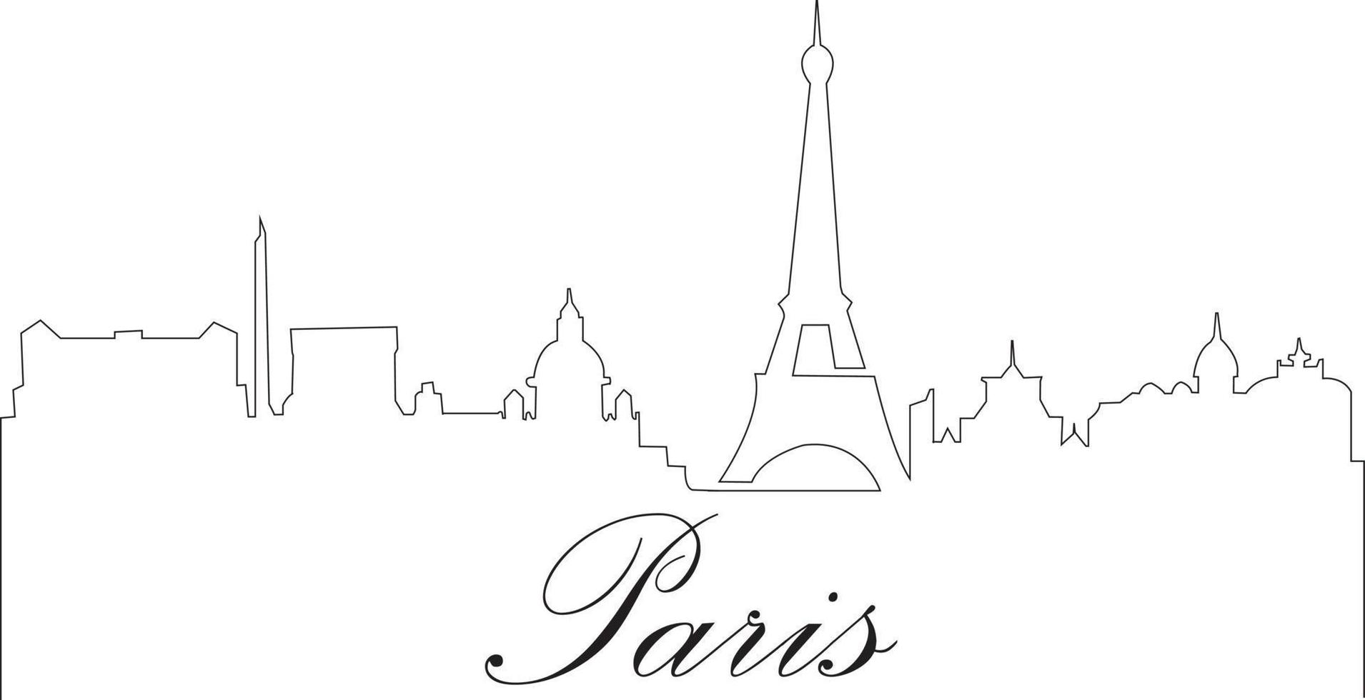 city paris vector line drawing