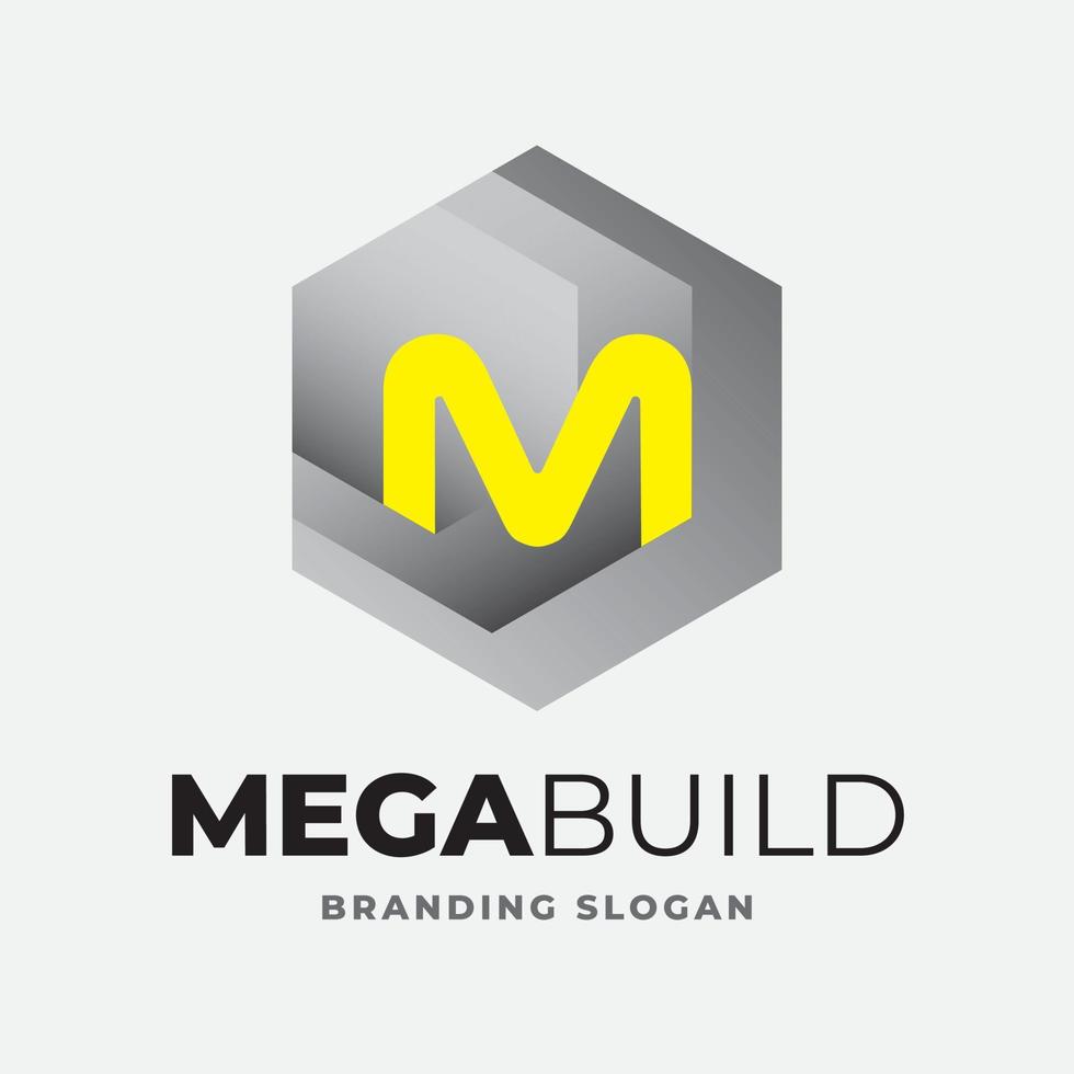 logotipo de edificio de arco tipo letra m vector