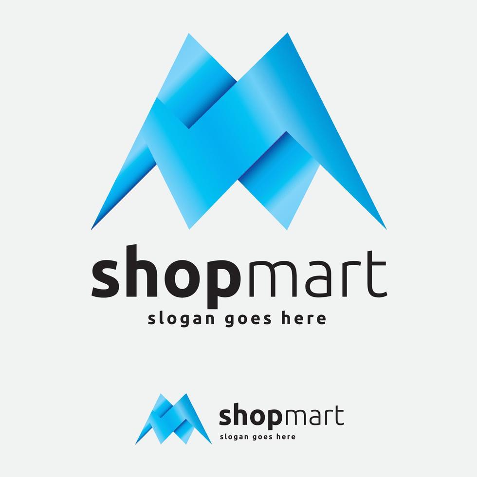 Modern Shopping Mart 3D type M Logo vector