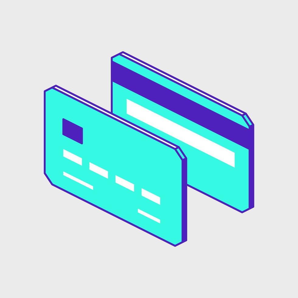 Credit card front and back isometric vector icon illustration