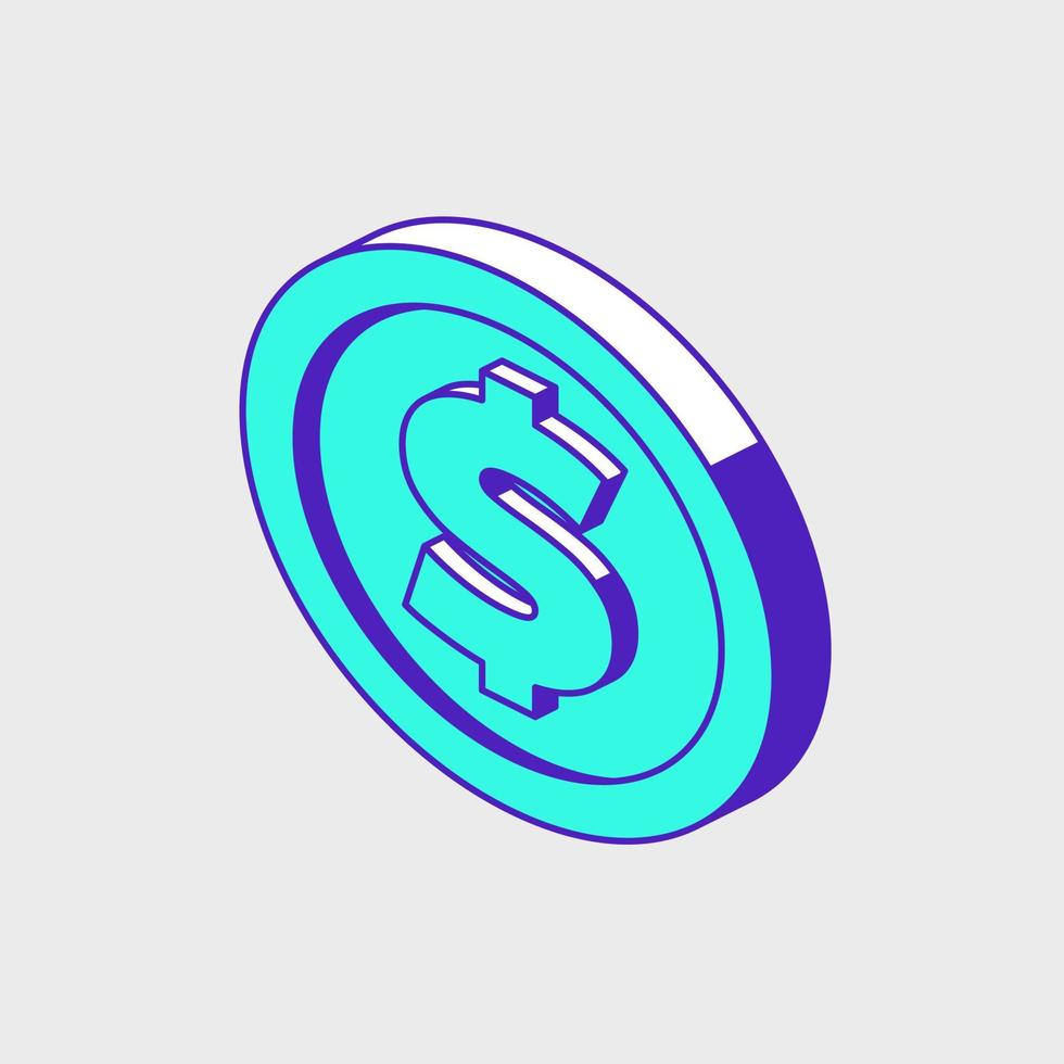 Dollar coin isometric vector icon illustration