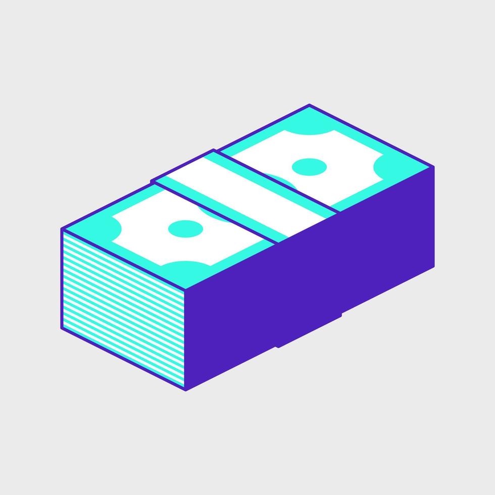 Stack of cash money isometric vector icon illustration