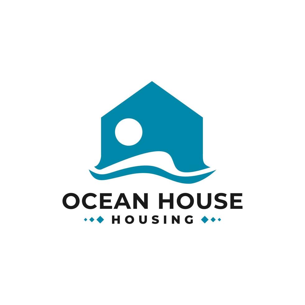 illustration of a house and a wave. real estate company logo. vector