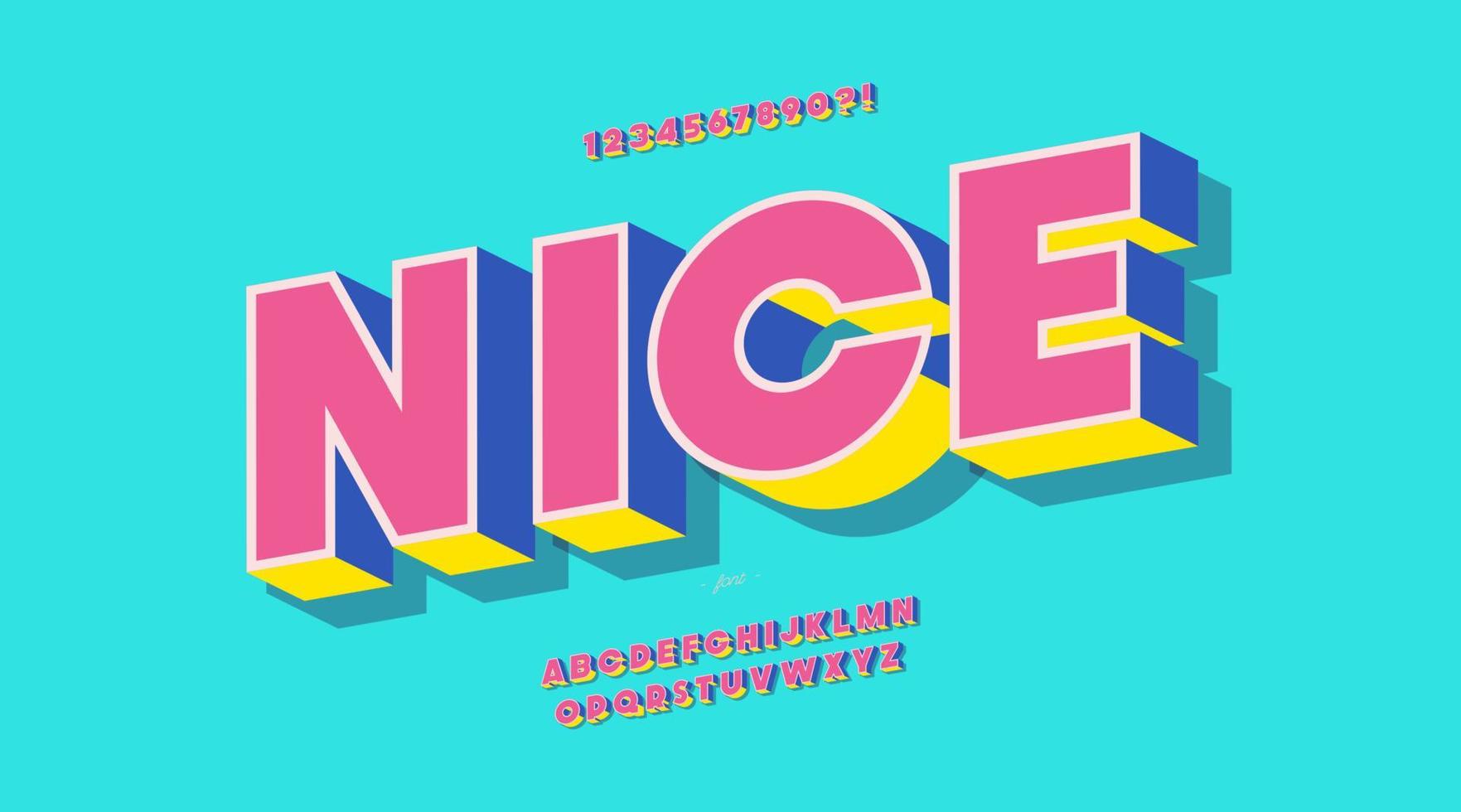 Vector nice font 3d bold style