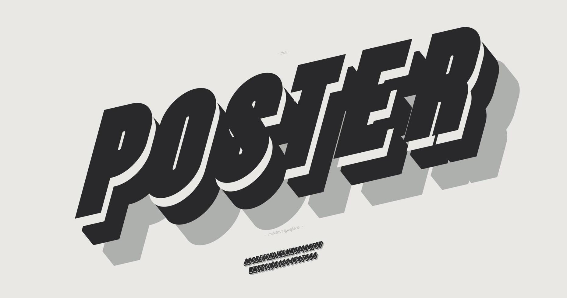fuente de póster de vector tipografía de moda de estilo negrita 3d