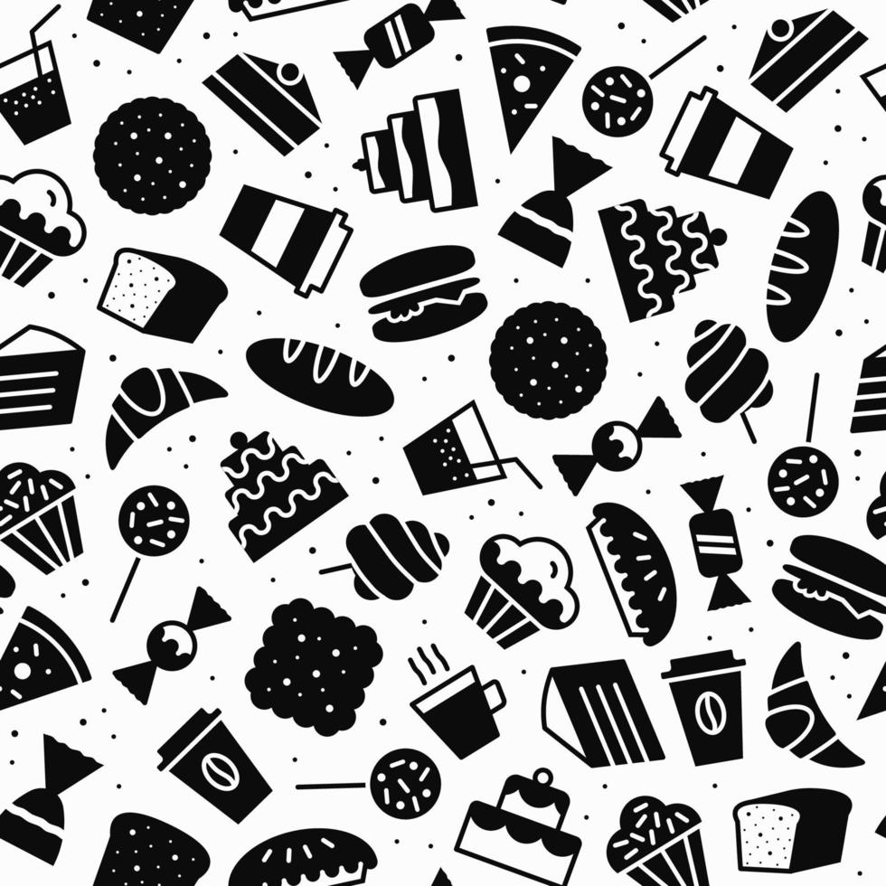 seamless pattern with bakery icons flat style vector