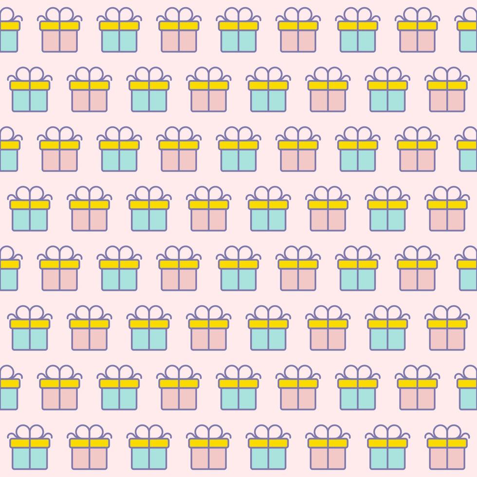 Gift seamless pattern color style on pink background for poster vector