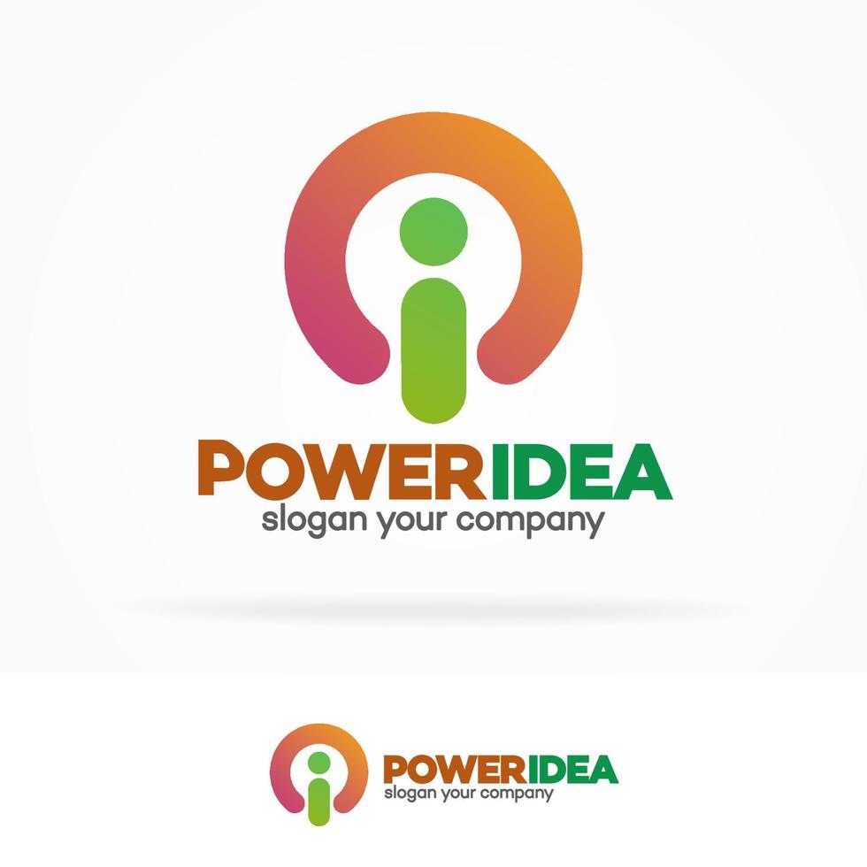 Power idea logo set with energy switch and letter i vector