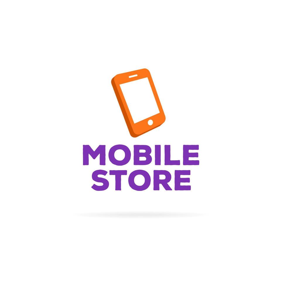 Mobile store logo template with orange phone vector