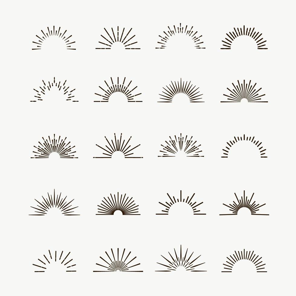 Sunburst vector set black color