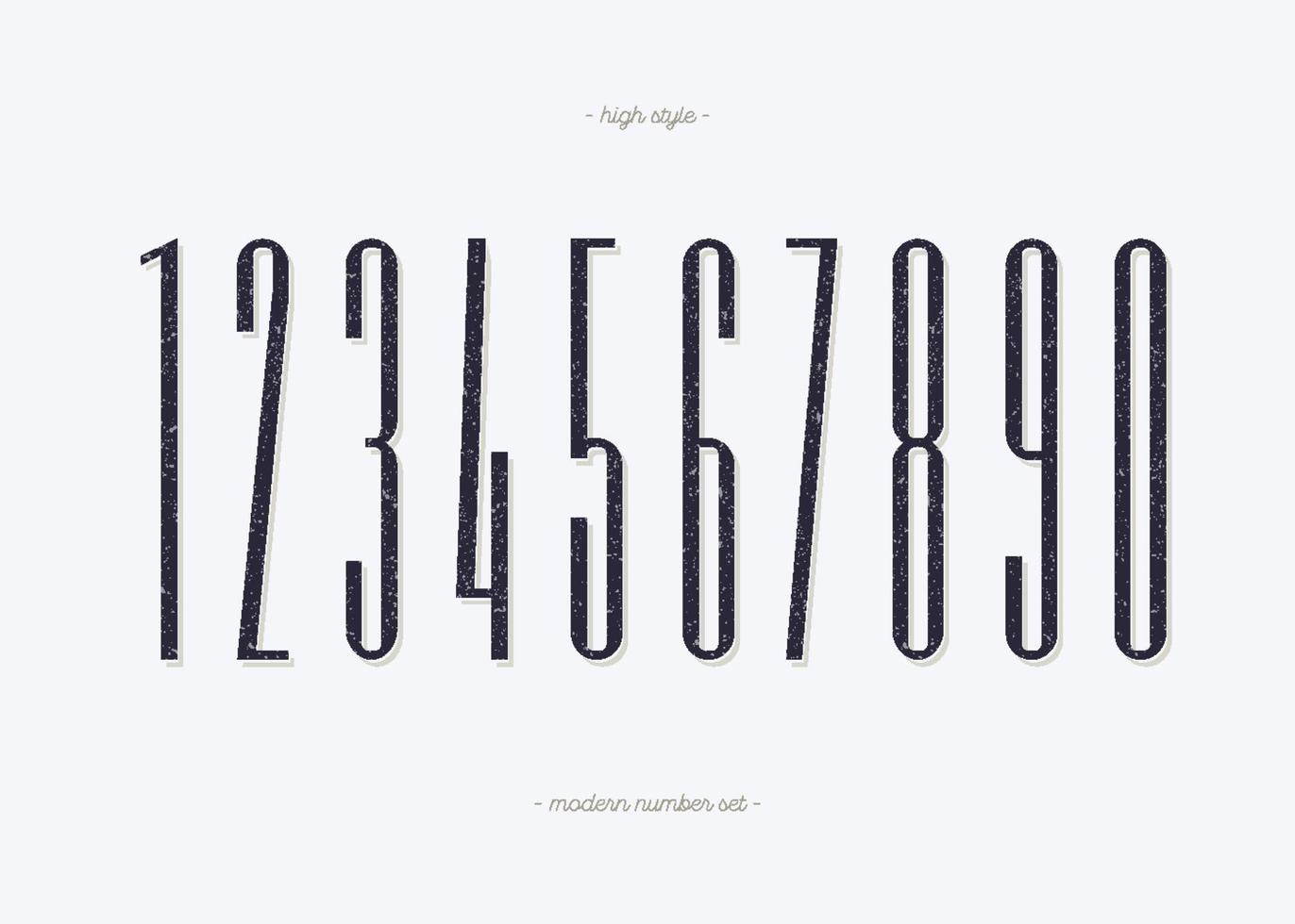 conjunto de números tipografía de moda de alto estilo vector