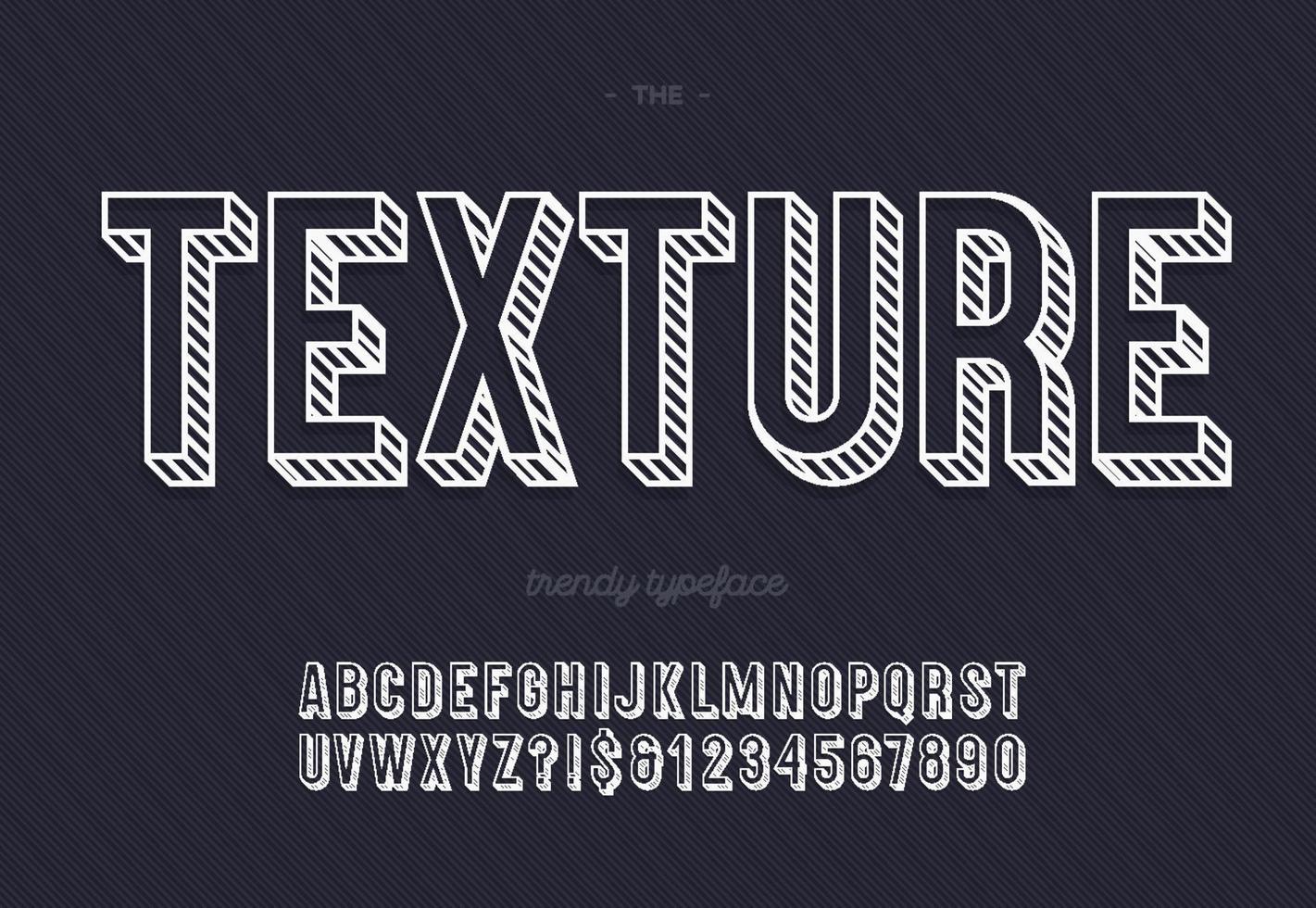 Vector texture trendy 3d typeface