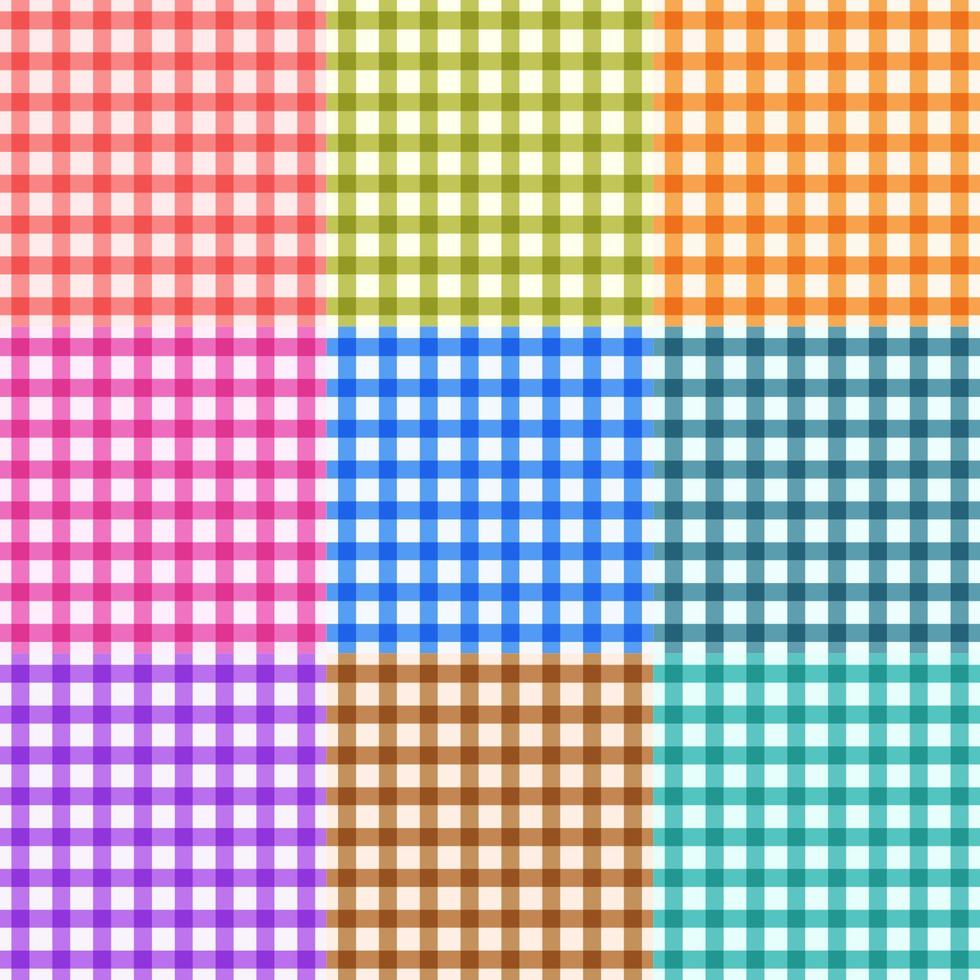 Checkered tablecloths seamless pattern set different color vector