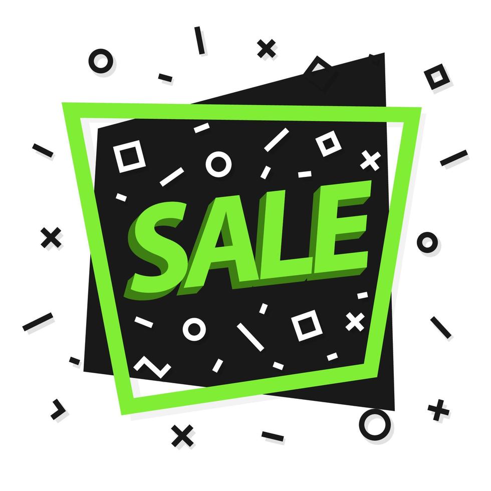 Sale banner with frame green color and memphis background sign sale for hot price, promotion vector