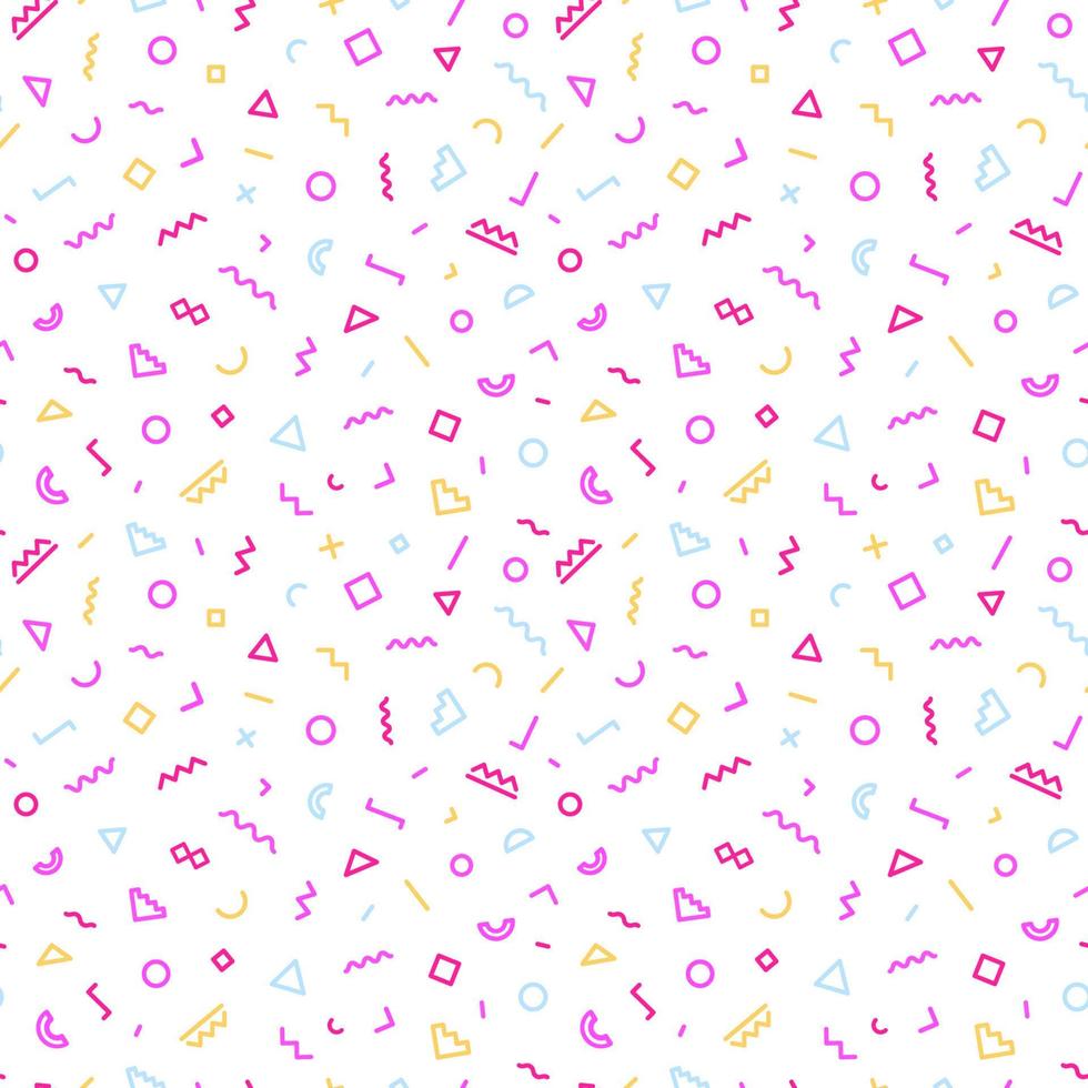 Memphis seamless pattern with white background vector