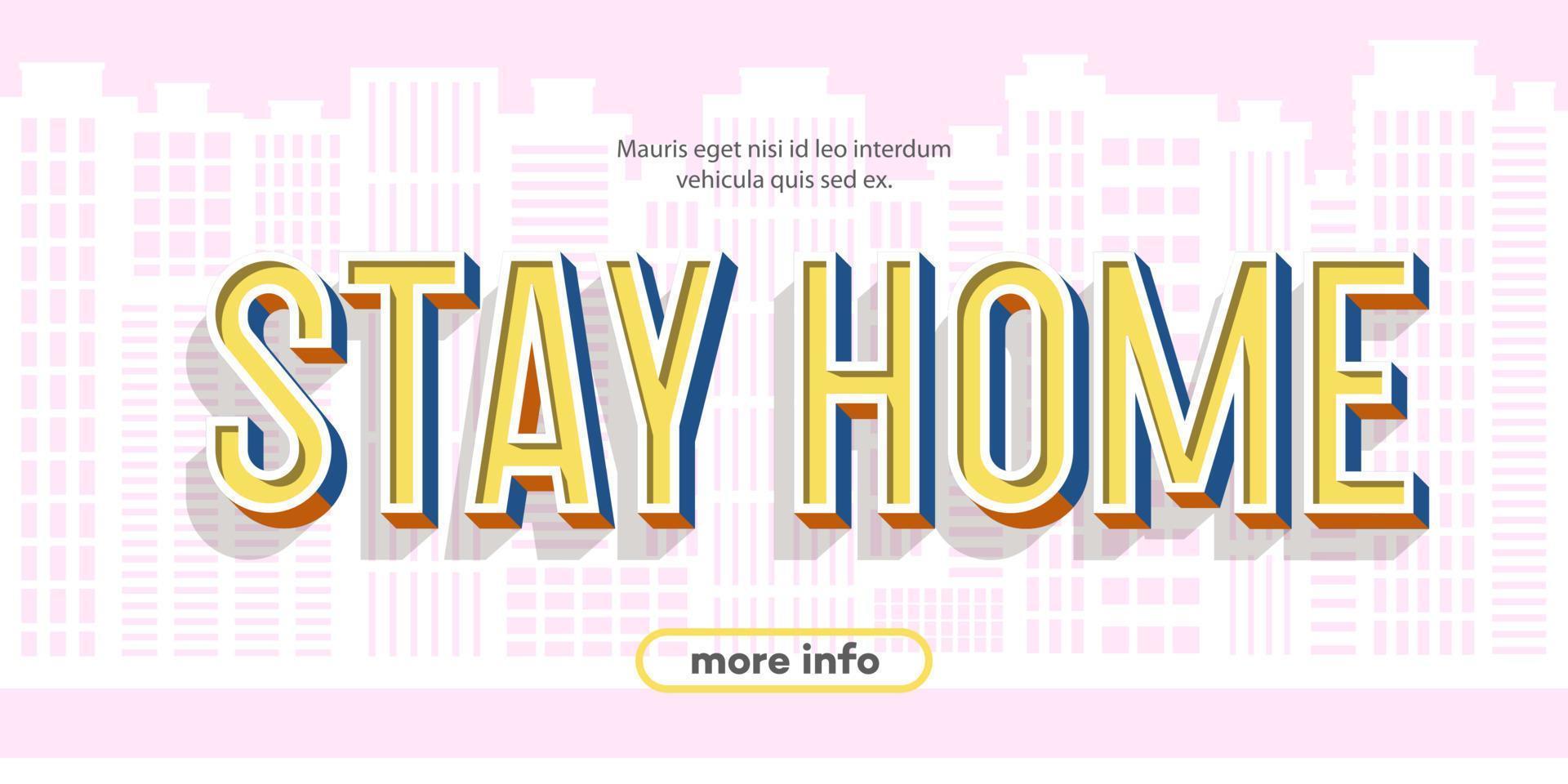 Stay home sign on city background vector