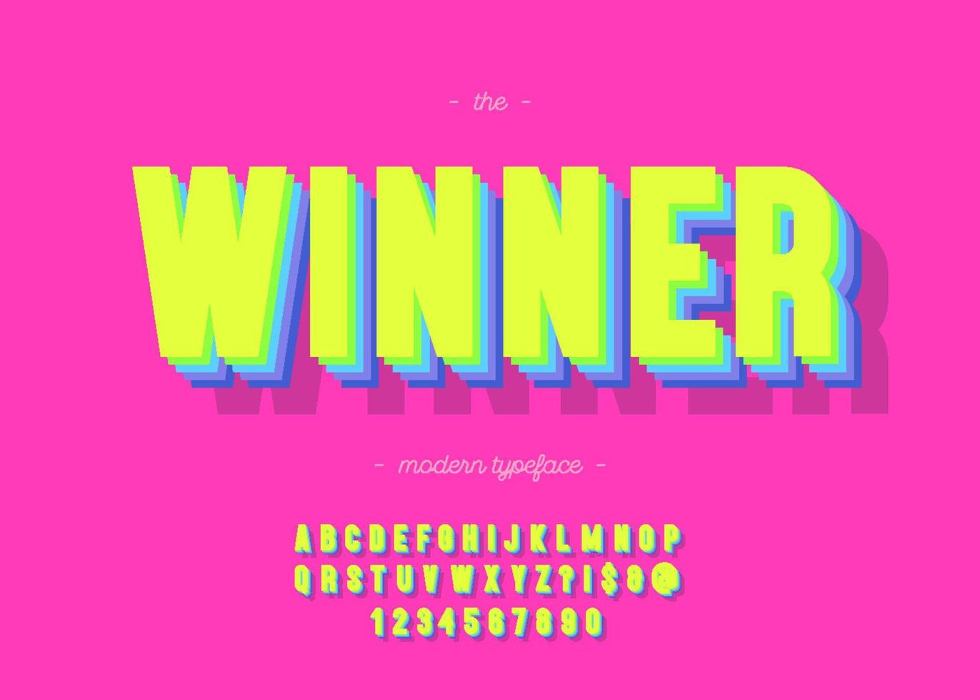 Vector winner font 3d bold