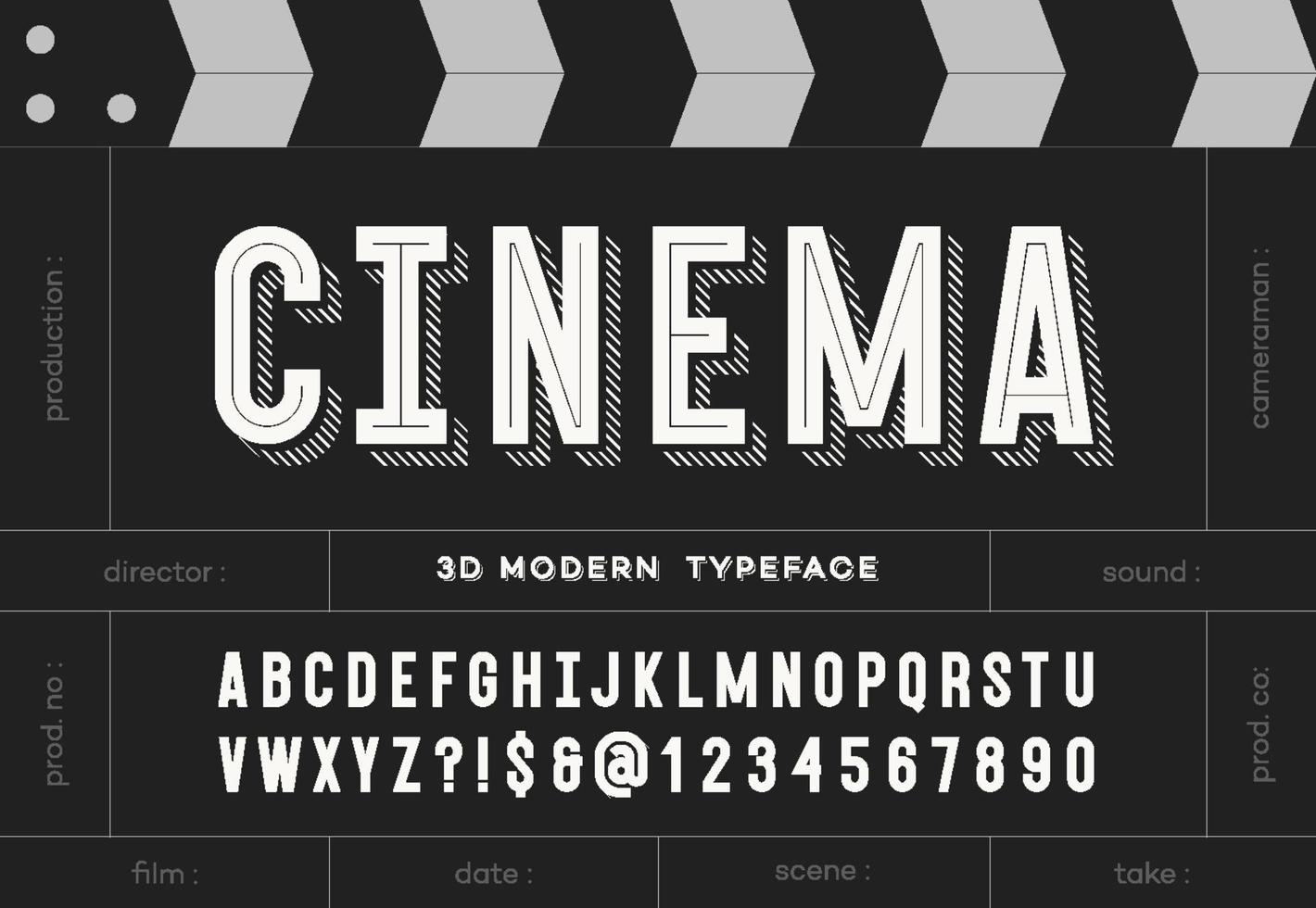 Cinema 3d modern typeface vector