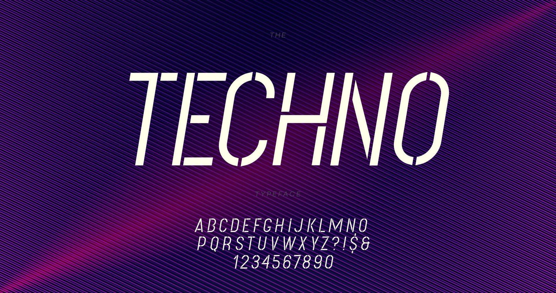 Techno font trendy typography. vector