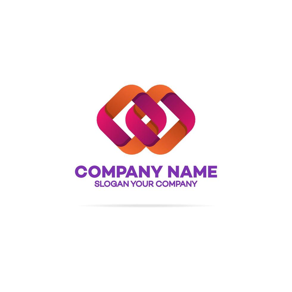 Chain logo template with two squares vector