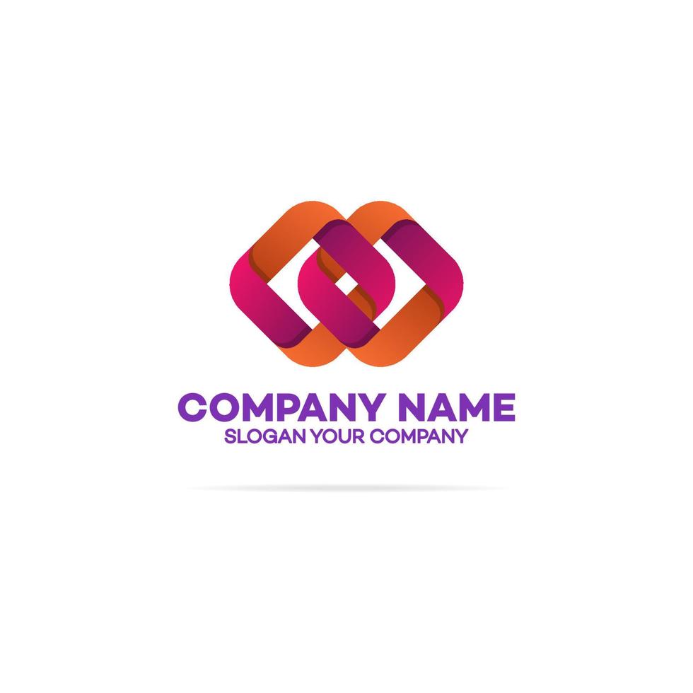 Chain logo template with two squares vector