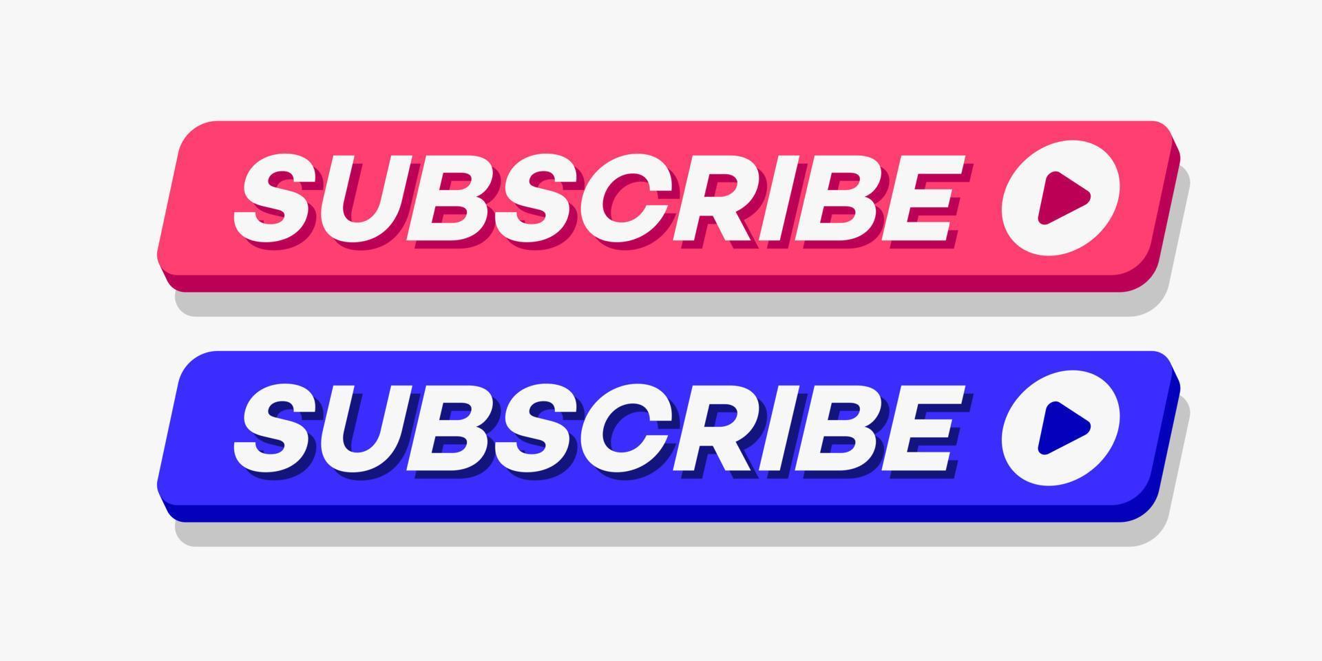 Subscribe button set modern style vector