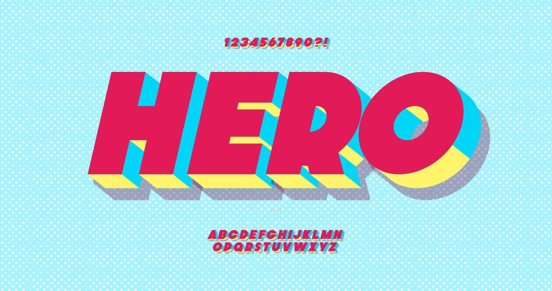 Hero font 3d bold style vector