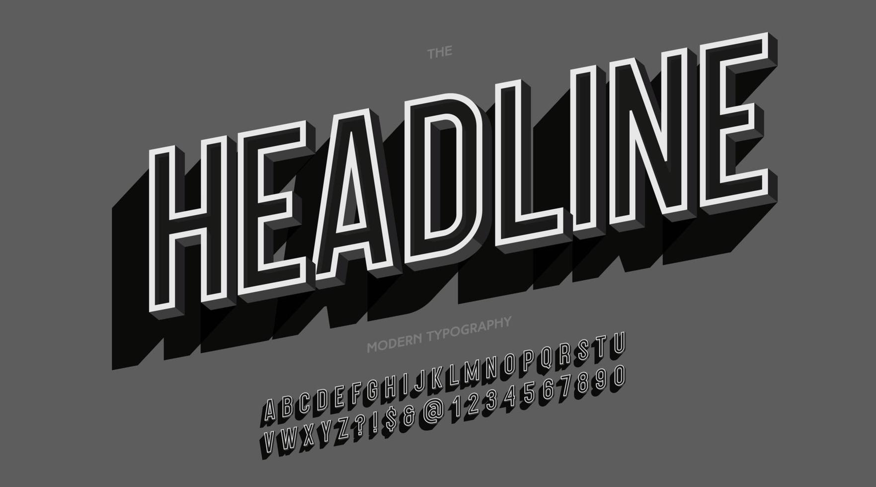 Headline vector font 3d bold style