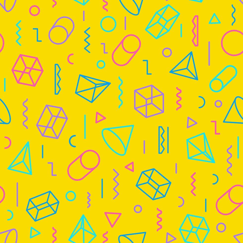 Geometric pattern consisting of shapes and lines color style on yellow background for brochure, flyer vector