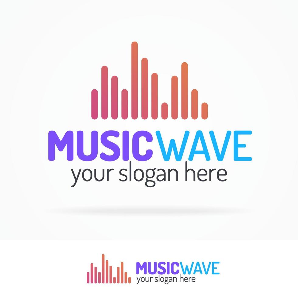 Music wave logo set modern color style vector