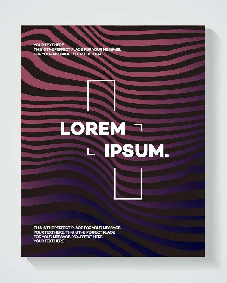 plantilla de diseño de portada con líneas abstractas estilo degradado de color moderno sobre fondo negro vector