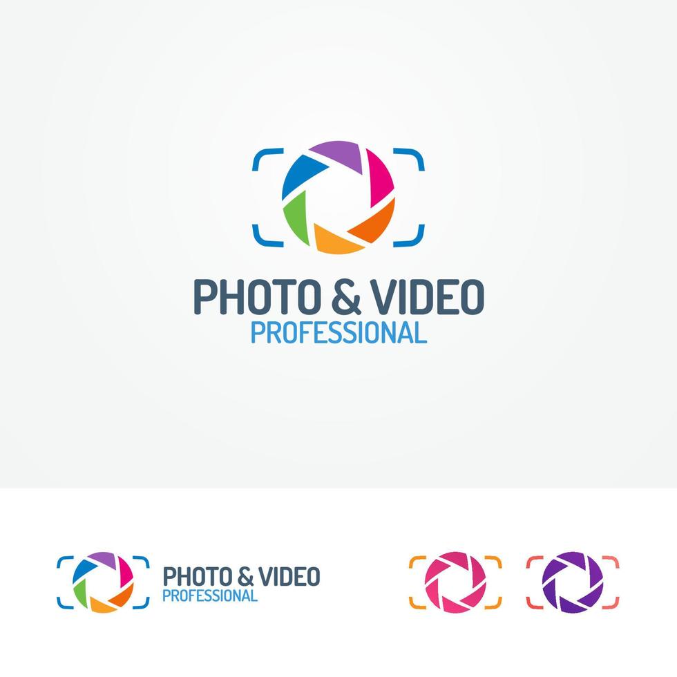 Photo and video logo set with aperture vector