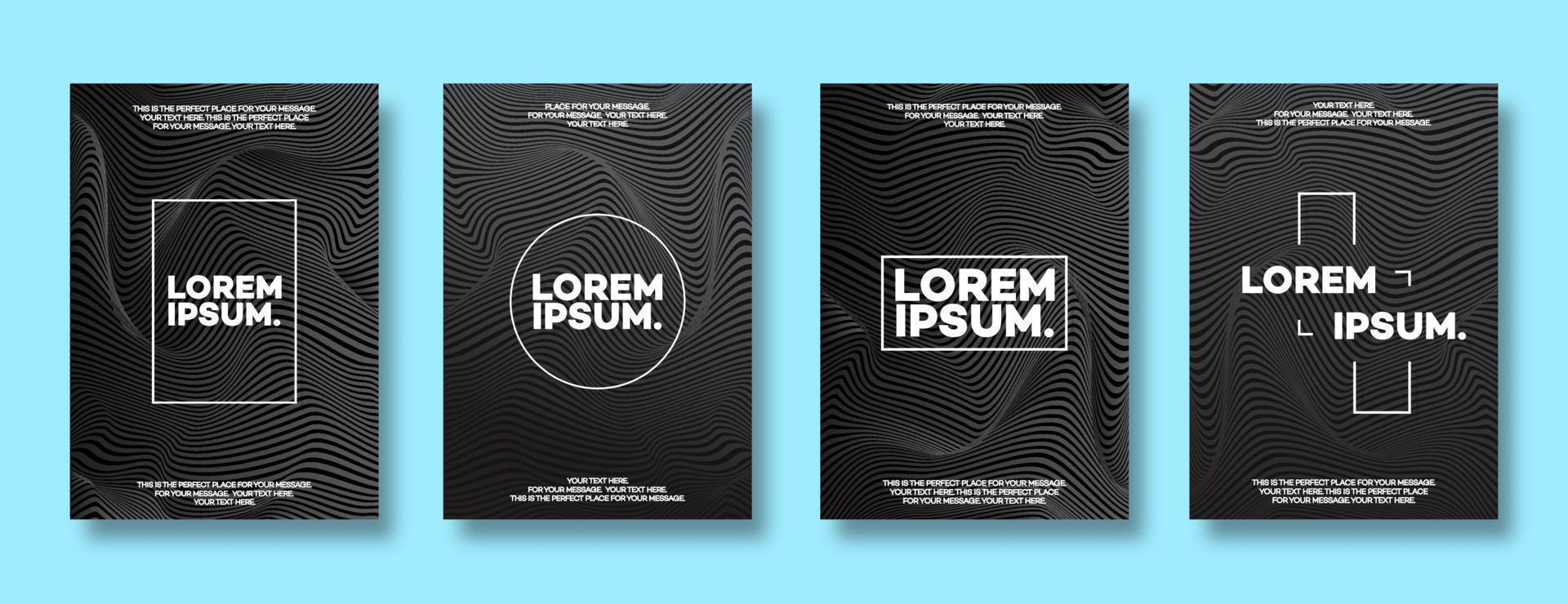 Cover design template set with lines black color for decoration brochure vector