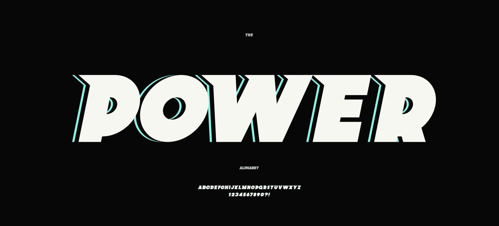 Vector power font slanted style modern typography