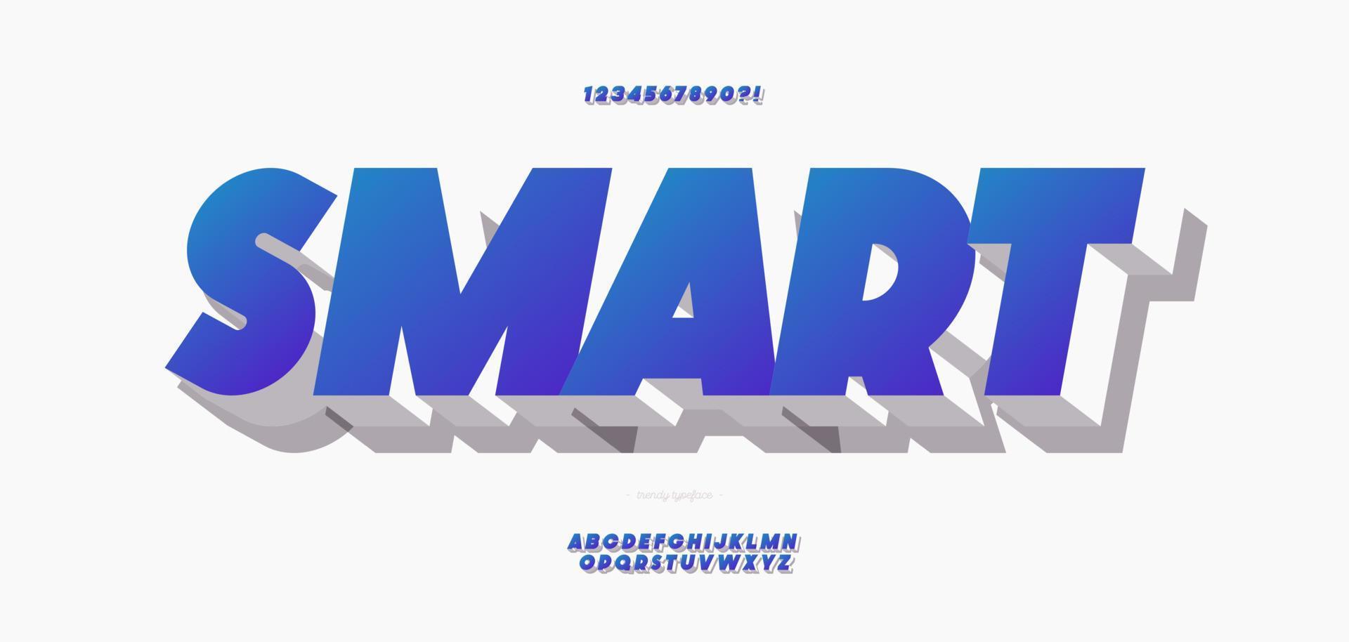 Vector 3d bold smart font color style