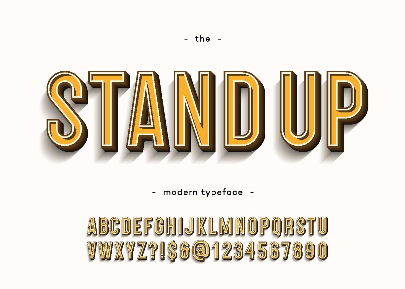 Vector stand up alphabet modern typography