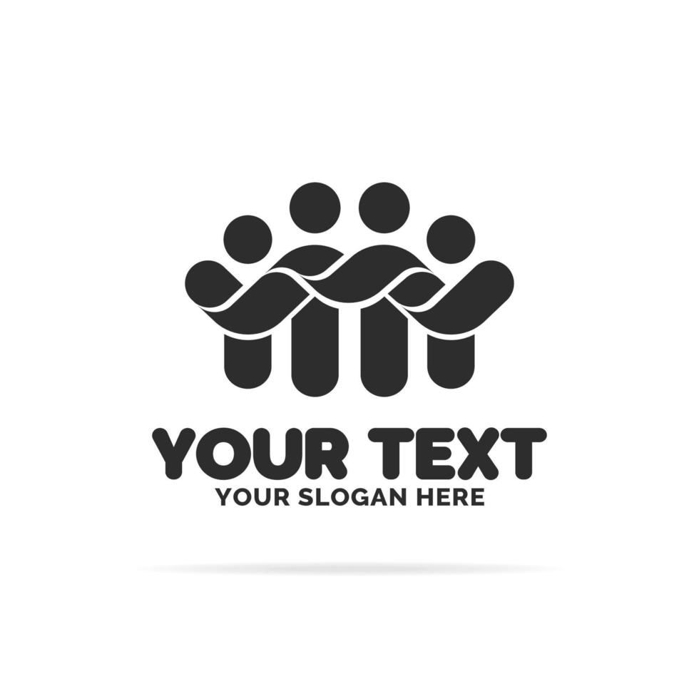 Family, community and support logo consisting of silhouette happy figures people for social network vector