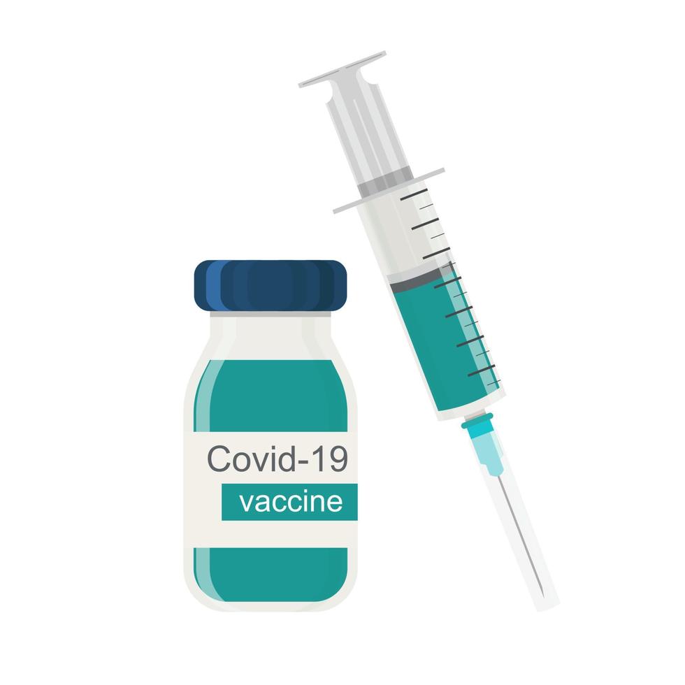 Covid-19 coronavirus vaccine with syringe vector